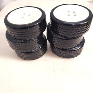 Ceramic TYRE Salt and Pepper Shakers set for Collectors Kitchen Decor - Tires